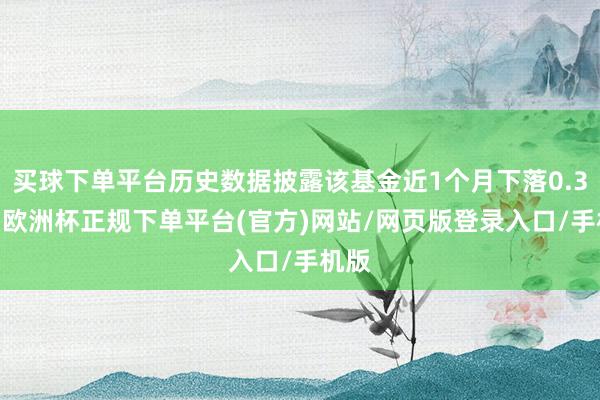 买球下单平台历史数据披露该基金近1个月下落0.33%-欧洲杯正规下单平台(官方)网站/网页版登录入口/手机版